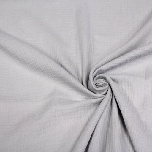 Tissu double gaze de coton gaufrée gris clair - Oeko-Tex - tissuspapi