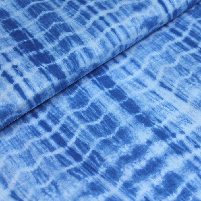 Tissu de coton tie & dye bleu des mers - TissusPapi.com