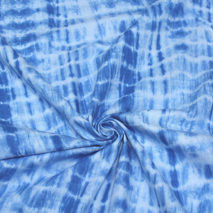 Tissu de coton tie & dye bleu des mers