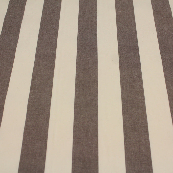 Tissu toile transat de coton HONFLEUR aux rayures marron & écrues - Fabrication française - TissusPapi.com