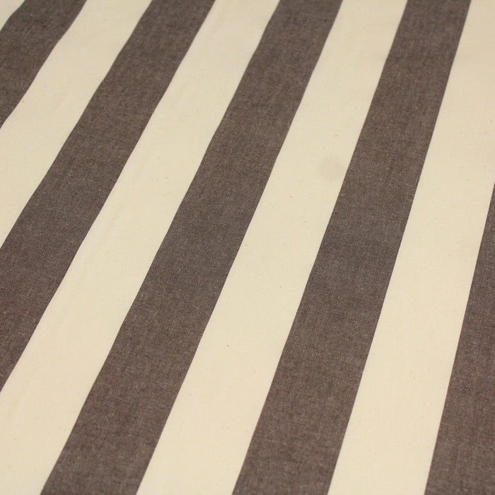 Tissu toile transat de coton HONFLEUR aux rayures marron & écrues - Fabrication française - TissusPapi.com
