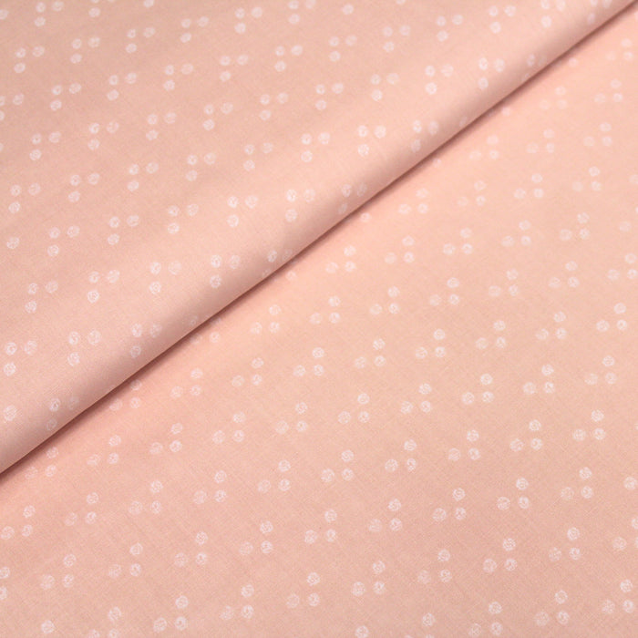 Tissu de coton trio de pois blancs, fond corail - OEKO-TEX® - tissuspapi