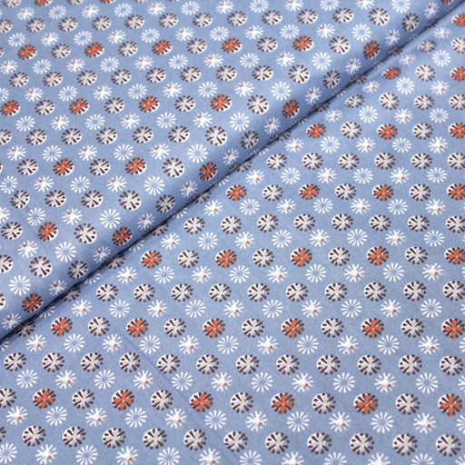 Tissu de coton AZULEJOS aux soleils multicolores, fond bleu horizon - OEKO-TEX® - tissuspapi