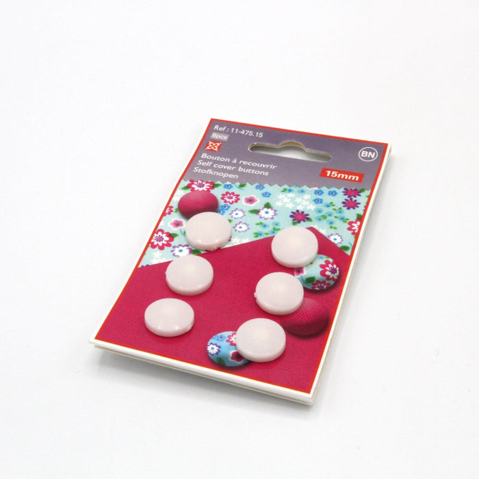 Lot de 6 boutons à recouvrir, 15mm - TissusPapi.com
