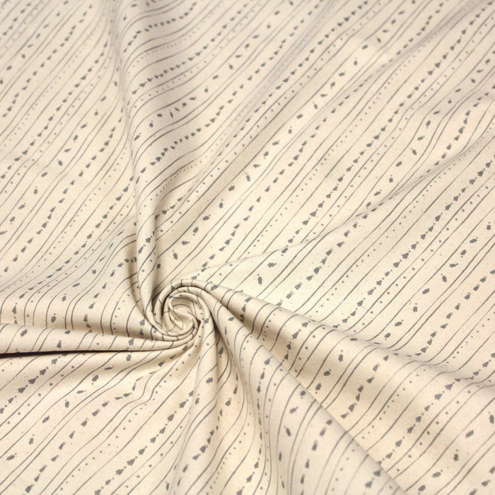Tissu de coton de Noël scandinave aux décorations de Noël grises, fond écru - tissuspapi