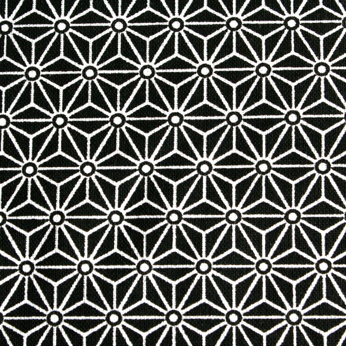 Tissu de coton saki motif traditionnel japonais géométrique ASANOHA noir & blanc - Oeko-Tex - tissuspapi