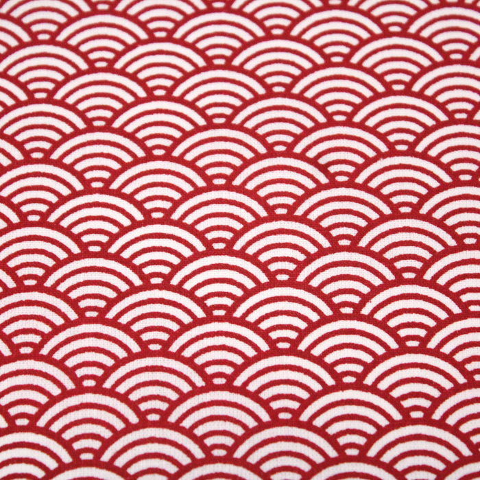 Tissu de coton motif traditionnel japonais vagues SEIGAIHA rouge & blanc - Oeko-Tex - tissuspapi
