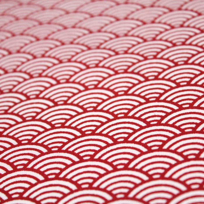 Tissu de coton motif traditionnel japonais vagues SEIGAIHA rouge & blanc - Oeko-Tex