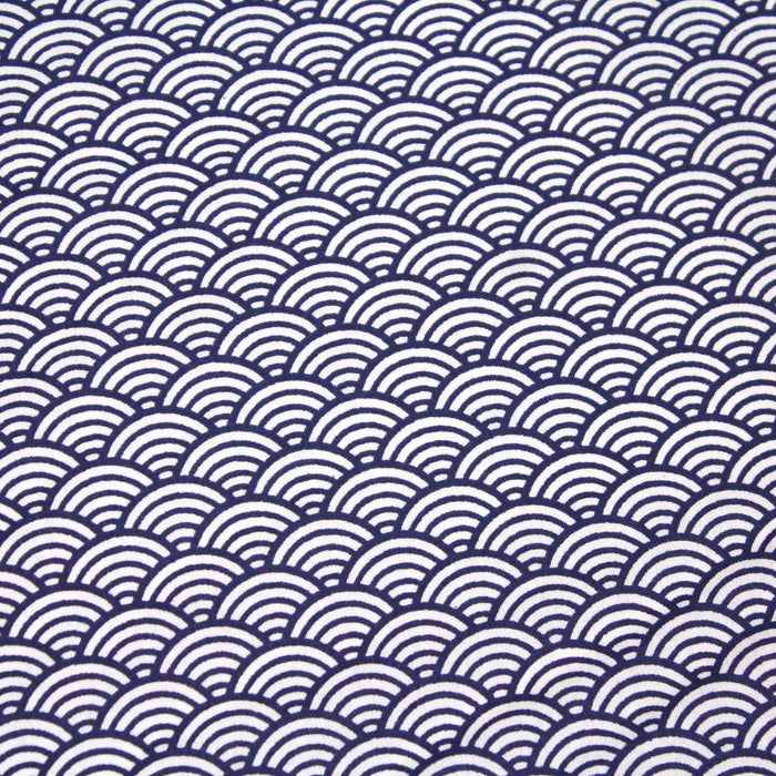 Tissu de coton motif traditionnel japonais vagues SEIGAIHA bleu & blanc - Oeko-Tex