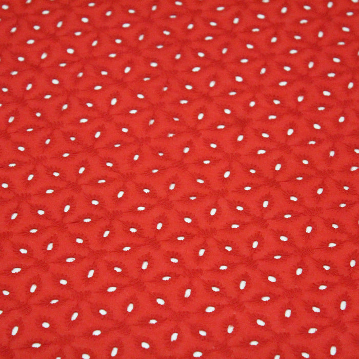 Tissu de coton broderie anglaise rouge 100% coton