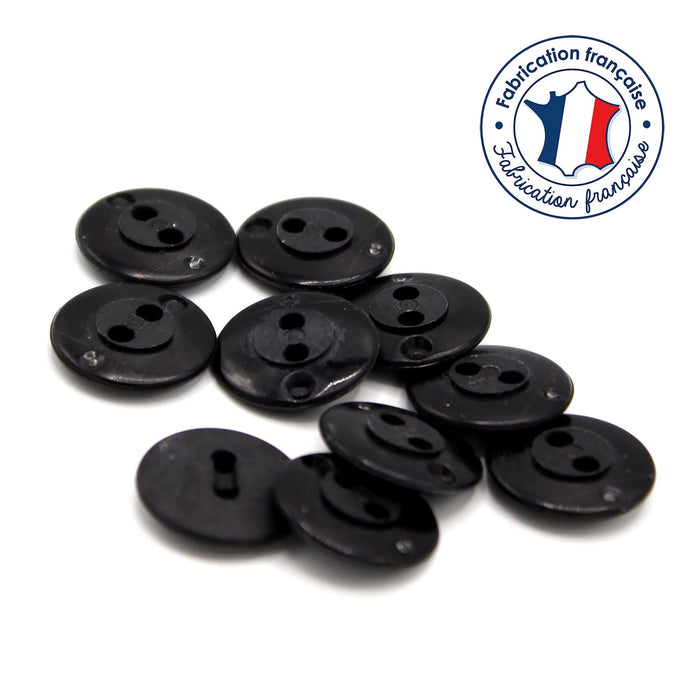 Lot de 10 boutons noirs, 15mm - TissusPapi.com