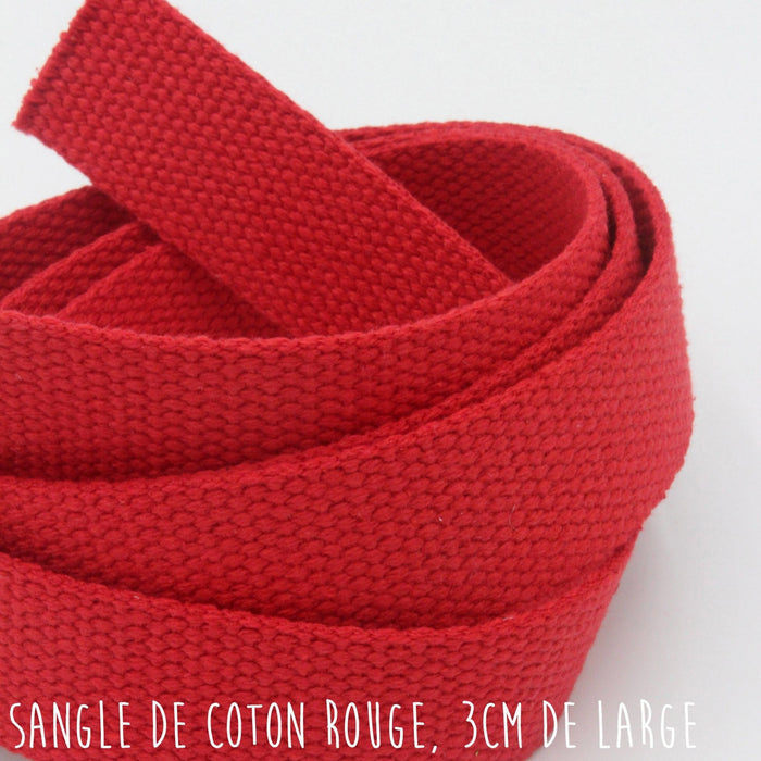Sangle de coton rouge, 3cm de large - TissusPapi.com