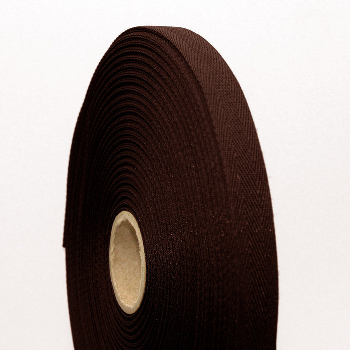 Ruban de sergé acajou 10mm - Galette de 50 mètres - Fabrication française - TissusPapi.com