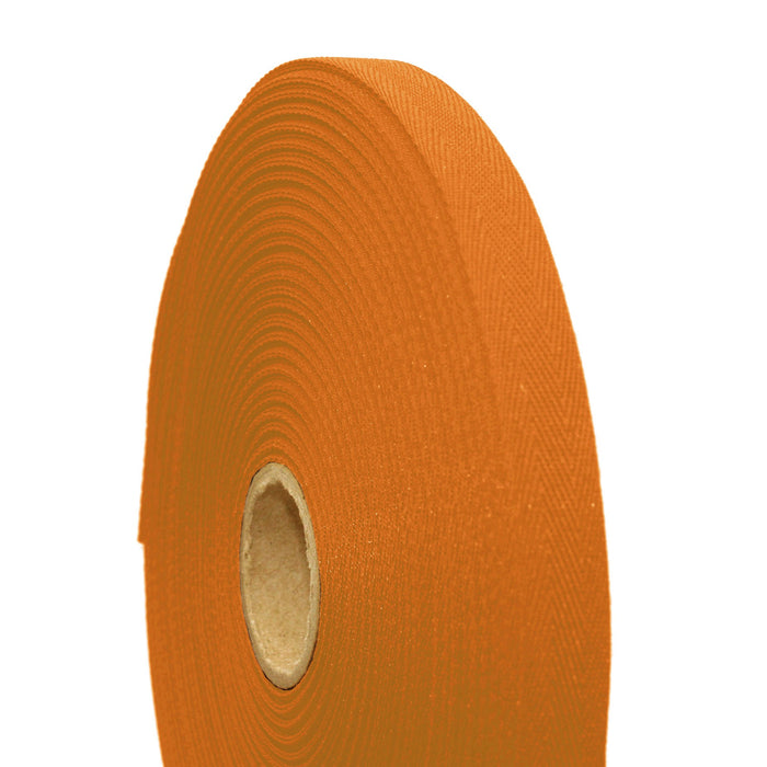 Ruban de sergé orange citrouille 10mm - Galette de 50 mètres - Fabrication française - TissusPapi.com