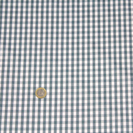 Tissu popeline de coton VICHY vert céladon & blanc à carreaux 6mm - OEKO - TEX® - TissusPapi.com
