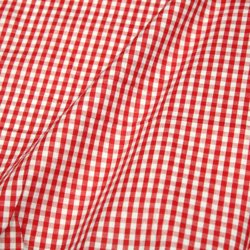 Tissu popeline de coton VICHY rouge & blanc à carreaux 3mm - OEKO - TEX® - TissusPapi.com