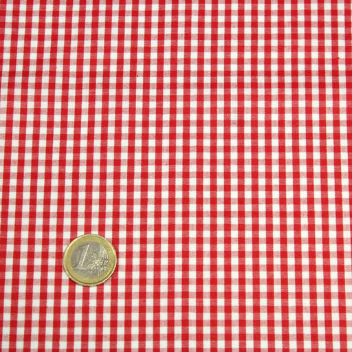 Tissu popeline de coton VICHY rouge & blanc à carreaux 3mm - OEKO - TEX® - TissusPapi.com