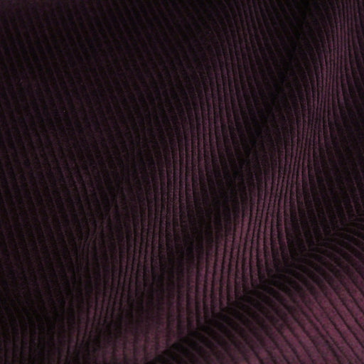 Tissu velours côtelé grosses côtes 100% coton violet aubergine - OEKO-TEX® - tissuspapi