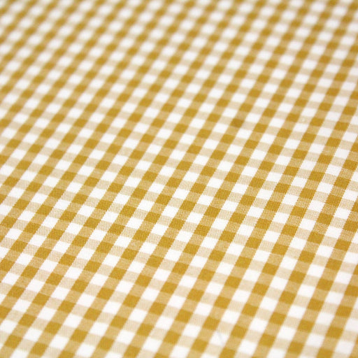 Tissu popeline de coton VICHY jaune moutarde & blanc à carreaux 3mm - OEKO - TEX® - TissusPapi.com