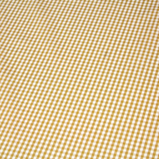 Tissu popeline de coton VICHY jaune moutarde & blanc à carreaux 3mm - OEKO - TEX® - TissusPapi.com