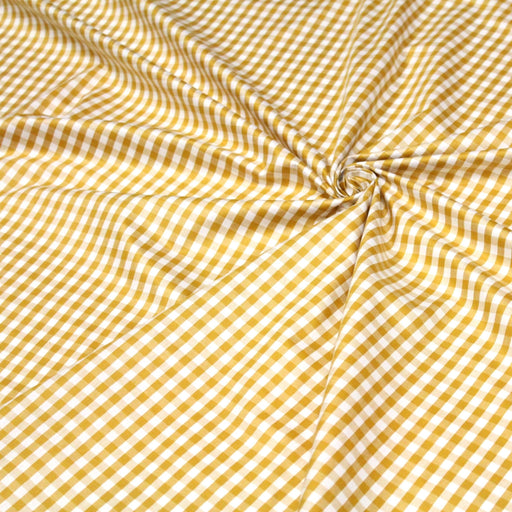 Tissu popeline de coton VICHY jaune moutarde & blanc à carreaux 6mm - OEKO - TEX® - TissusPapi.com