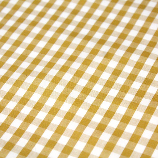 Tissu popeline de coton VICHY jaune moutarde & blanc à carreaux 6mm - OEKO - TEX® - TissusPapi.com