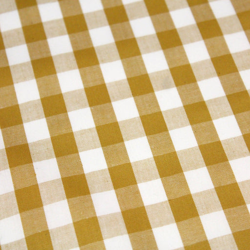 Tissu popeline de coton VICHY jaune moutarde & blanc à carreaux 1cm - OEKO - TEX® - TissusPapi.com