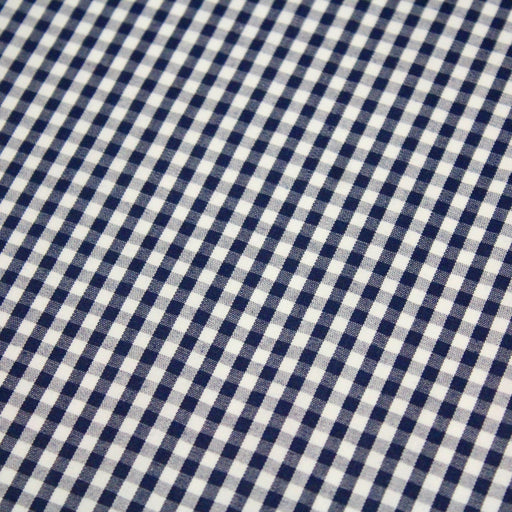 Tissu popeline de coton VICHY bleu marine & blanc à carreaux 3mm - OEKO - TEX® - TissusPapi.com