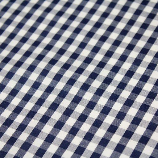 Tissu popeline de coton VICHY bleu marine & blanc à carreaux 6mm - OEKO - TEX® - TissusPapi.com