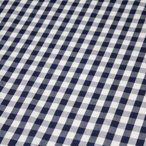Tissu popeline de coton VICHY bleu marine & blanc à carreaux 1cm - OEKO - TEX® - TissusPapi.com