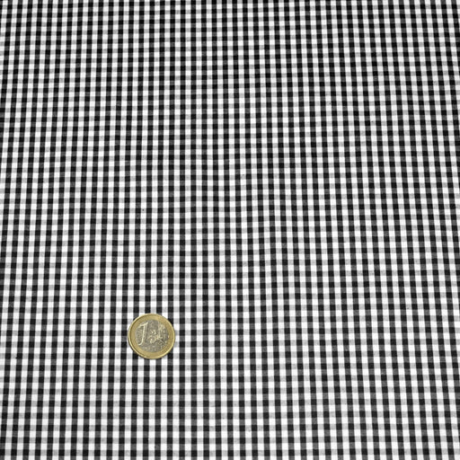 Tissu popeline de coton VICHY noir & blanc à carreaux 3mm - OEKO - TEX® - TissusPapi.com