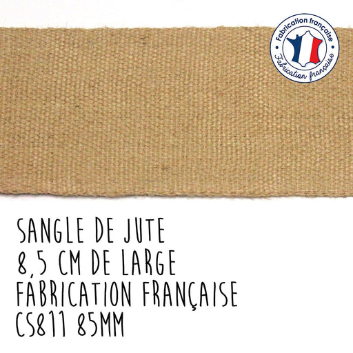 Sangle de jute naturelle - 8,5 cm de large - fabrication française (CS811 85mm) - TissusPapi.com