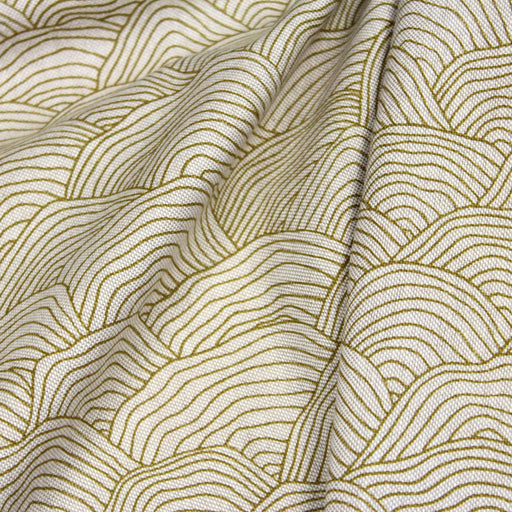 Tissu de coton façon lin motif traditionnel japonais des vagues ocres - Oeko-Tex - tissuspapi