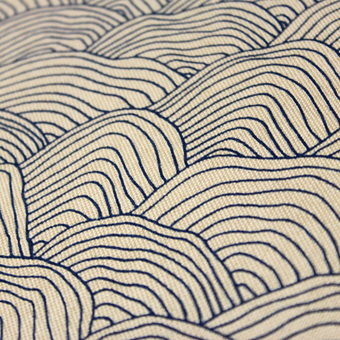 Tissu de coton façon lin motif traditionnel japonais des vagues bleues - Oeko-Tex - tissuspapi