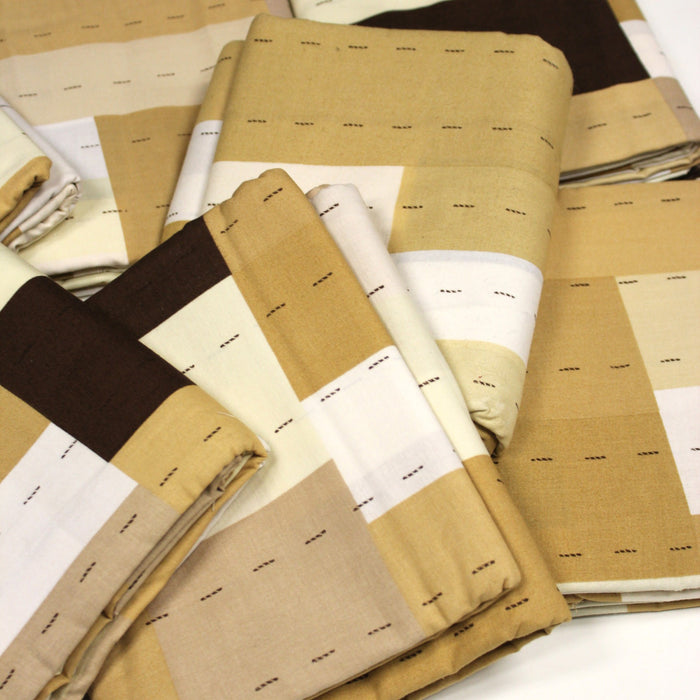 COUPON 4m x 110cm - Tissu popeline de coton aux carreaux multicolores marrons, écrus et crème - COLLECTION NIKKI - TissusPapi.com