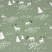 Tissu de coton COLLECTION NOËL les jolis rennes blancs dans la forêt, fond vert - Oeko-Tex - tissuspapi