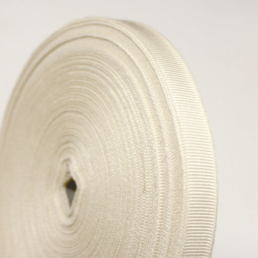 Ruban gros grain écru 12mm - Galette de 50 mètres - Fabrication française - TissusPapi.com