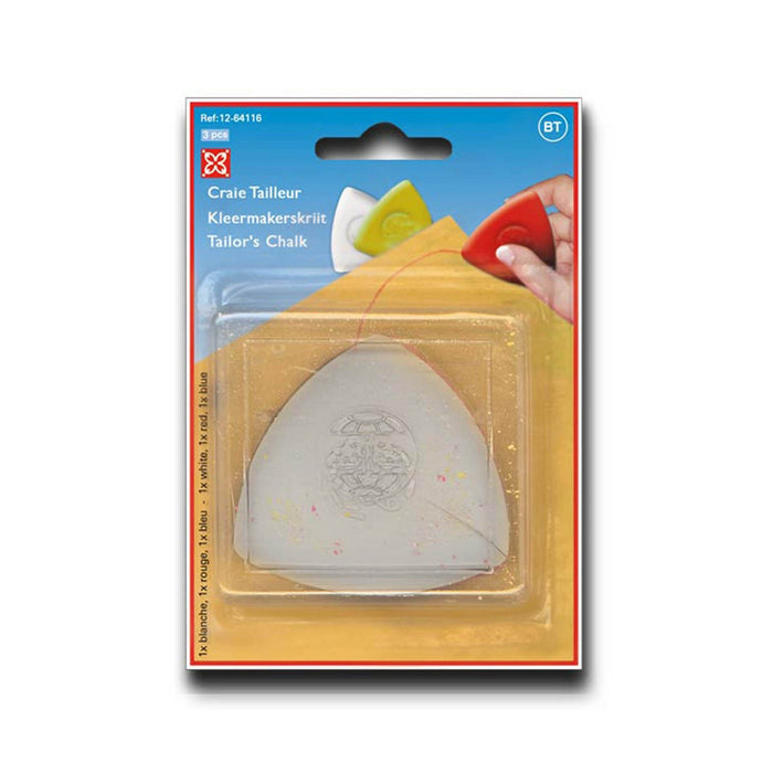 Craie tailleur, lot de trois craies tailleurs : blanc, rouge et jaune - TissusPapi.com