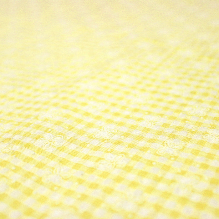 Tissu coton Seersucker VICHY carreaux & fines fleurs blanches : bleu, jaune, rose, violet - TissusPapi.com