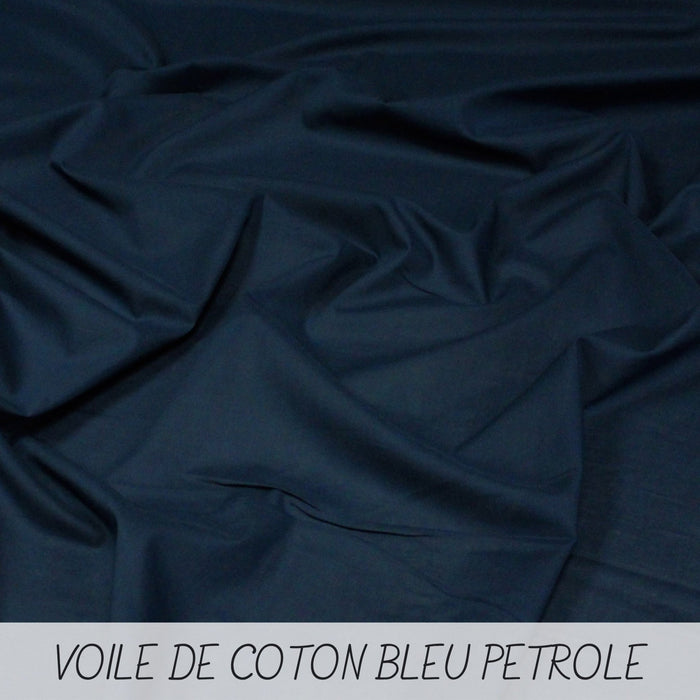 Tissu voile de coton uni bleu pétrole - COLLECTION TÉNÉRÉ - TissusPapi.com