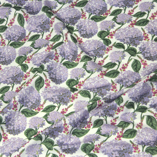 Tissu popeline de coton blanc aux grandes fleurs de lilas - COLLECTION FLORALE - OEKO-TEX® - tissuspapi