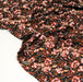 Tissu Microfibre de viscose noir aux fleurs stylisées, ocres et blanches - OEKO-TEX® - tissuspapi