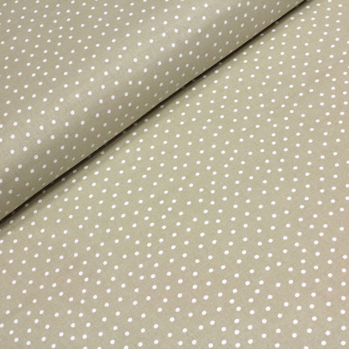 Tissu de coton sable clair à pois blancs - TissusPapi.com