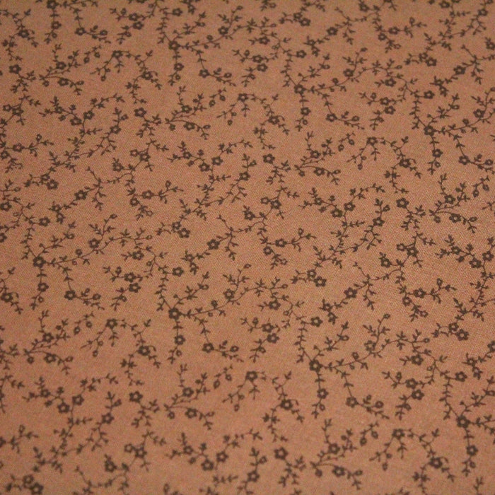 Tissu de coton "Mayfair" : crème foncé, fleurs marrons chocolat