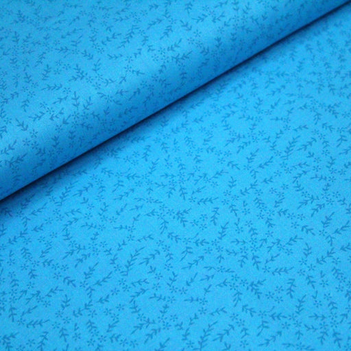 Tissu de coton "Southall" : bleu turquoise, fleurs bleues électrique - COLLECTION PATCHWORK - TissusPapi.com