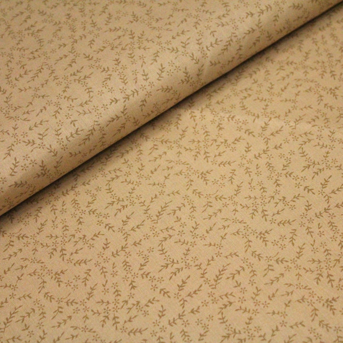 Tissu de coton "Southall" : crème, fleurs marrons clair - TissusPapi.com