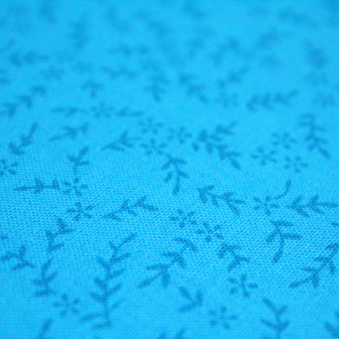 Tissu de coton "Southall" : bleu turquoise, fleurs bleues électrique