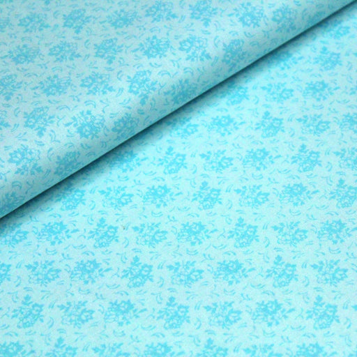 Tissu de coton "Kensington" : fleurs bleues turquoises - COLLECTION PATCHWORK - TissusPapi.com