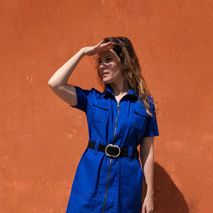 La robe en sergé bleu de travail : la robe d'Alexandra @lefilduphenix