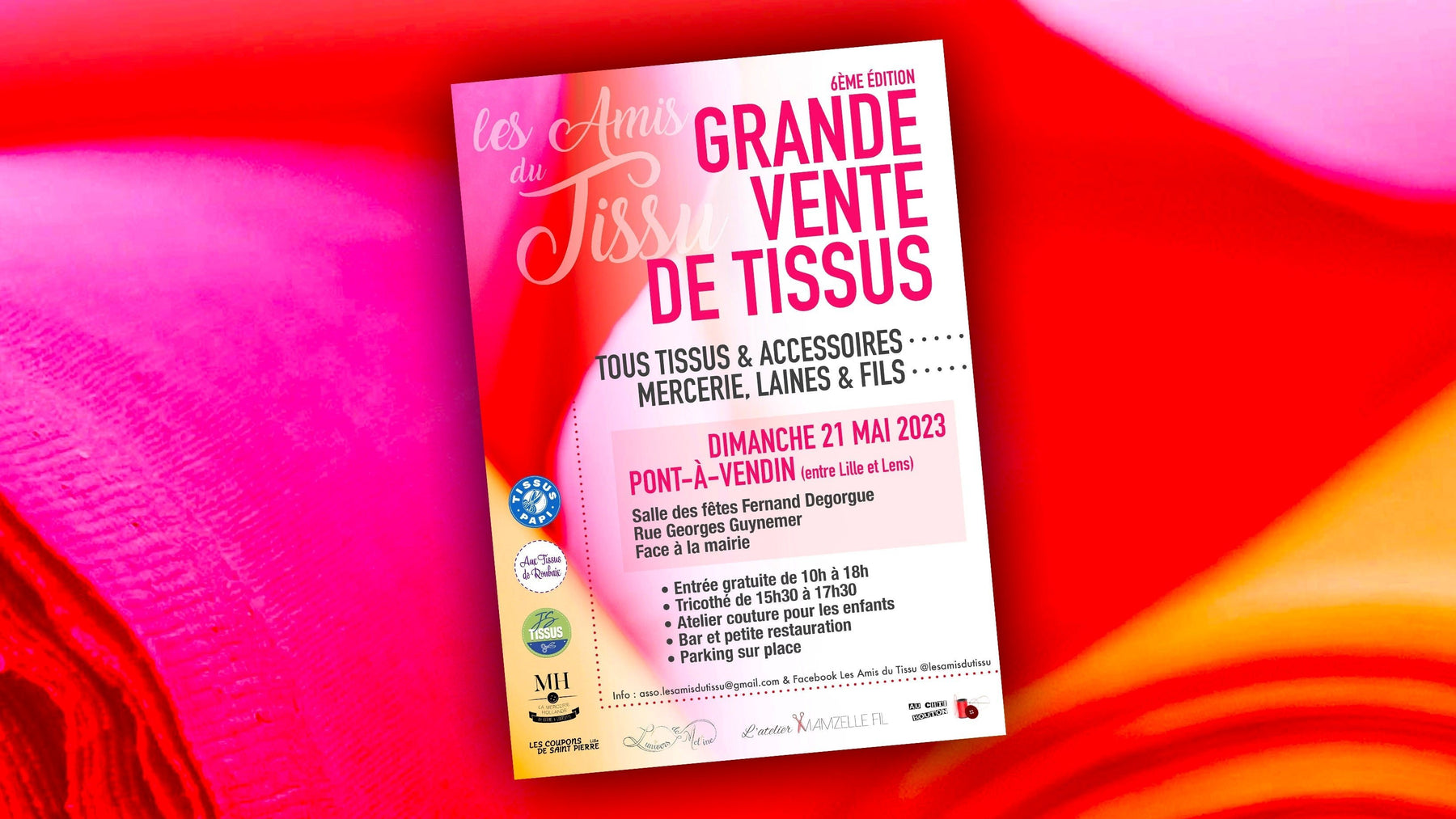 Prochain rendez-vous : la Grande vente de tissus de Pont-à-Vendin ! Dimanche 21 mai 2023 - TissusPapi.com